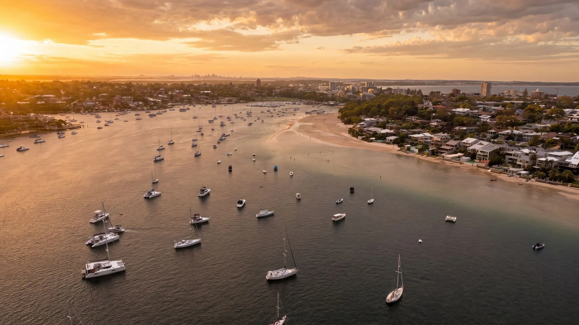 Aerial photo of a bay at golden hour — Armando Colina Rojas, drone pilot